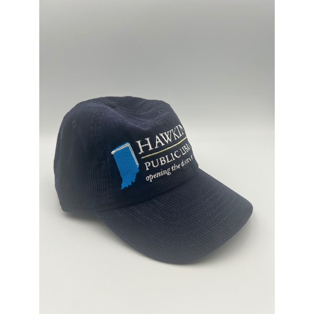 Stranger Things Hawkins Public Library Corduroy Hat Navy Blue Newhattan Dad Cap